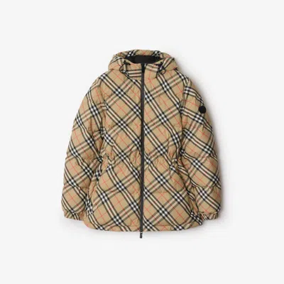 BURBERRY BURBERRY CHECK NYLON HOODED PUFFER JACKET