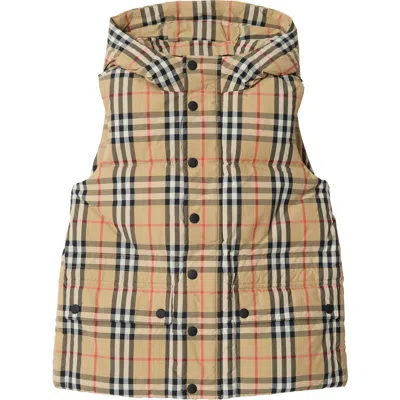 Burberry Kids'  Check Nylon Puffer Gilet In Neutral
