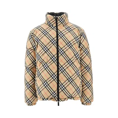 BURBERRY CHECK NYLON REVERSIBLE DOWN JACKET