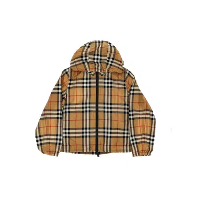 Burberry Check Nylon Waterproof Downjacket Kids In Brown