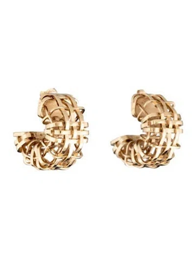 Pre-owned Burberry Check Open Cage Huggie Hoop Earrings In Multi