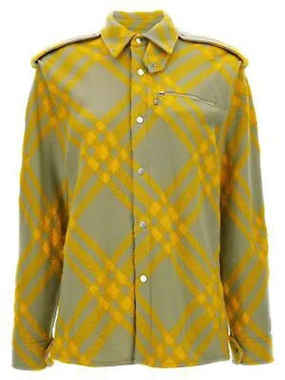 Pre-owned Burberry Check Overshirt 4 Uk In Yellow