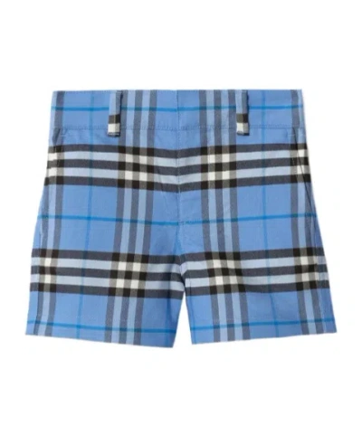 Burberry Check Oxford Shorts In Blue
