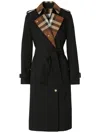 Burberry Check Panel Cotton Gabard In Black