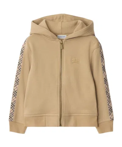Burberry Check-panel Hooded Top In Neutral