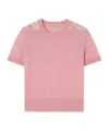 Burberry Wool-silk Check Panel T-shirt In Pink