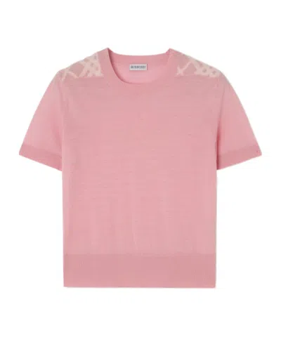 BURBERRY CHECK PANEL WOOL SILK TOP