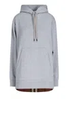 BURBERRY CHECK PANELLED DRAWSTRING HOODIE