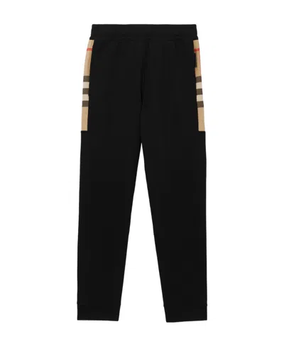 Burberry Check-panelled Track Pants In Black
