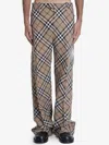 Burberry Men Check Linen-blend Pants In Beige