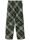 Burberry Men's Check Pattern Trousers With Elastic Waist And Drawstring In Green