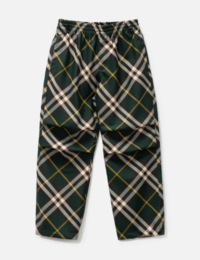 Burberry Check Pants In Green