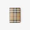 Burberry Check Passport Holder In Archive Beige/briar Brown