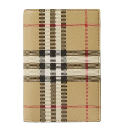 Burberry Check Passport Holder In Beige