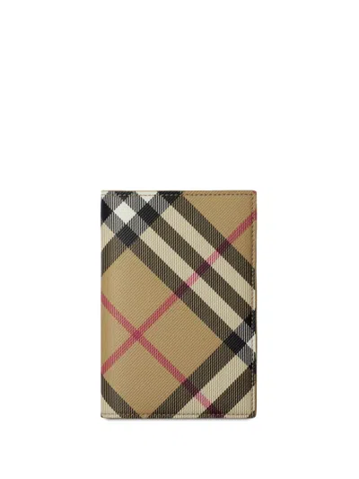 Burberry Check Passport Holder In Neutrals