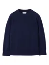 Burberry Check Patch Wool Cashmere Sweater In Blue