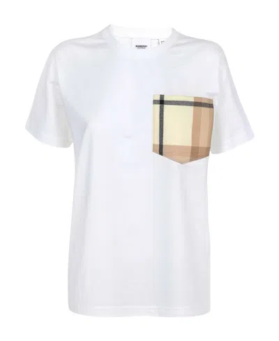 Burberry Check Patch Pocket T-shirt In Nude