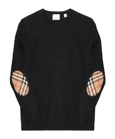 Burberry Check Patch Sweater In Black