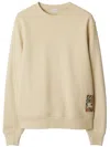 Burberry Check Label Cotton Sweatshirt In Neutrals