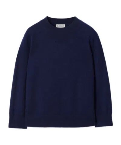 Burberry Check Patch Wool Cashmere Sweater In Blue