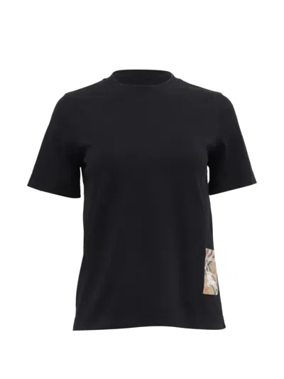 Pre-owned Burberry Check Patched T-shirt In Black