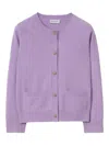 Burberry Kids' Check-patches Buttoned Cardigan In Purple