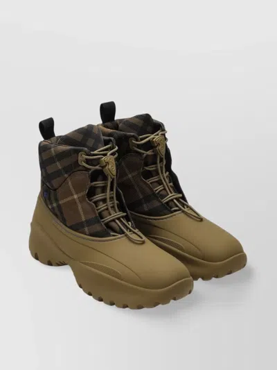BURBERRY CHECK PATTERN ANKLE BOOT WITH PULL TAB
