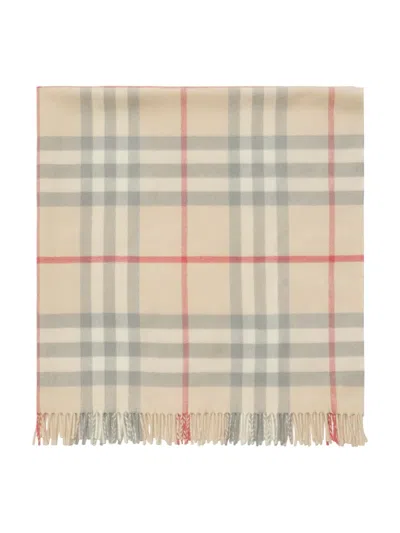 Burberry Check Pattern Baby Blanket In Neutrals