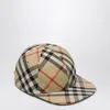 Burberry Kid's Check Baseball Cap In Beige
