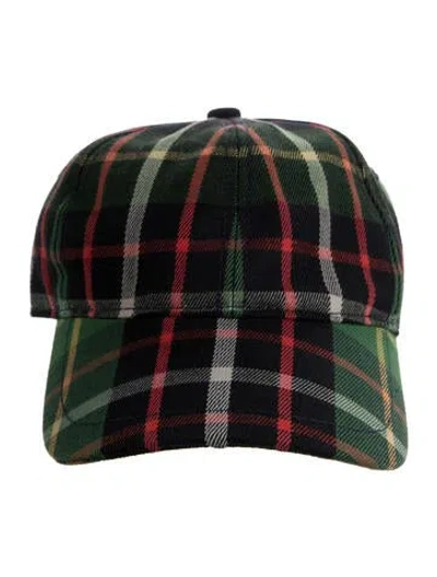 Pre-owned Burberry Check Pattern Baseball Cap In Green