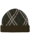 Burberry Check Cashmere Blend Beanie In Grey