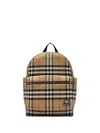 Burberry Kids Beige Check Backpack In Brown