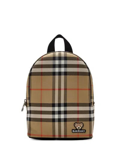 Burberry Check-pattern Bear-motif Backpack In Neutral