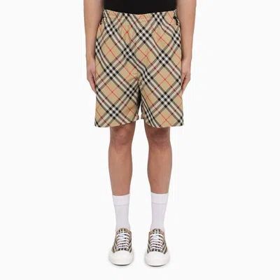 Burberry Check Pattern Beige Swimming Costume
