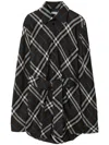 Burberry Wool-silk Check Shirt In Black