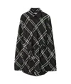 Burberry Wool-silk Check Shirt In Black