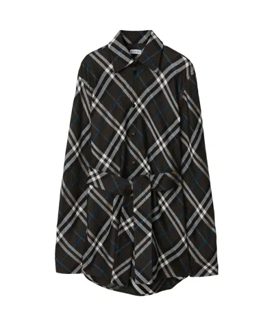 BURBERRY BURBERRY CHECK-PATTERN BUTTONED BELTED SHIRT