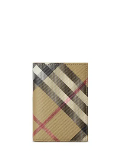 Burberry Check-pattern Bi-fold Card Holder In Beige