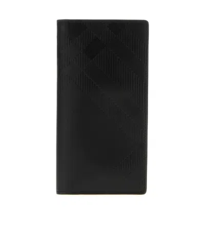 Burberry Check Pattern Bi-fold Wallet In Black