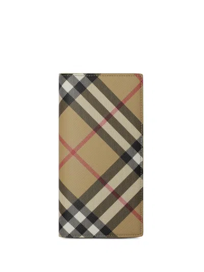 Burberry Check-pattern Bi-fold Wallet In Neutrals