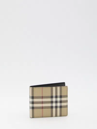 Burberry Check-pattern Bi-fold Wallet In Brown