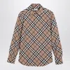 Burberry Check Pattern Wool Blend Shirt In Beige