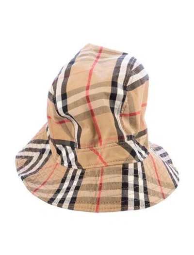 Pre-owned Burberry Check Pattern Bucket Hat In Brown
