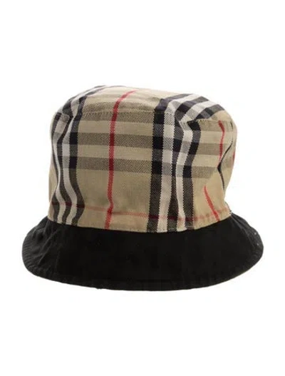 Pre-owned Burberry Check Pattern Bucket Hat In Neutral