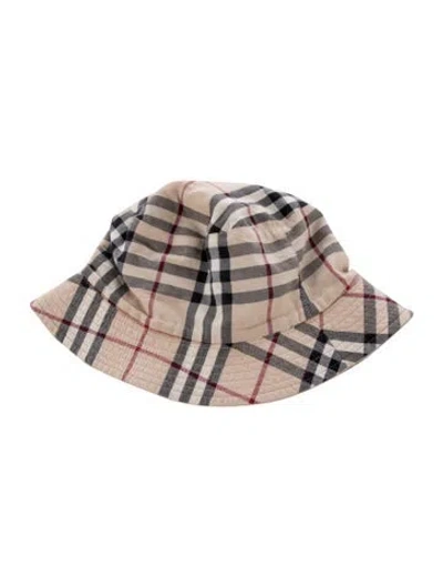 Pre-owned Burberry Check Pattern Bucket Hat In Neutral