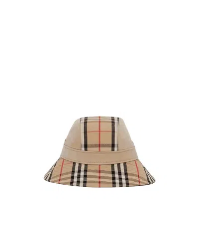 Burberry Check-pattern Bucket Hat In Nude