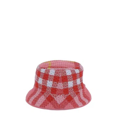 Burberry Check-pattern Bucket Hat In Red