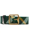 Burberry B Buckle Check Belt In 绿色
