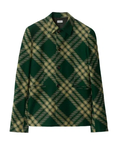 BURBERRY BURBERRY CHECK-PATTERN BUTTONED TAILORED BLAZER