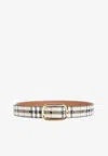 Burberry Check Pattern Canvas Belt In Sand